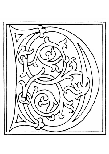 Dibujo para colorear 01a. alfabeto D