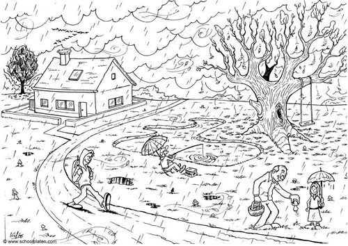 Dibujo para colorear 06b. Otoño