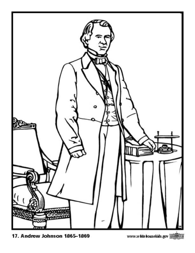 Dibujo para colorear 17 Andrew Johnson