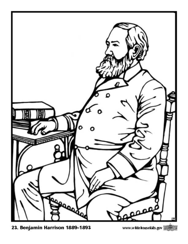 Dibujo para colorear 23 Benjamin Harrison