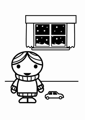 Dibujo para colorear ahorrar energía, ponerse un jersey gordo en invierno
