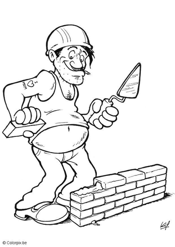 Dibujo para colorear Albañil