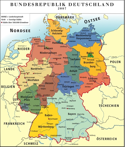 Imagen Alemania - mapa político RFA 2007