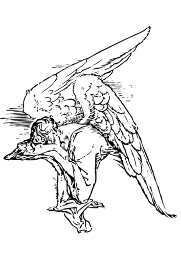 Dibujo para colorear ángel triste