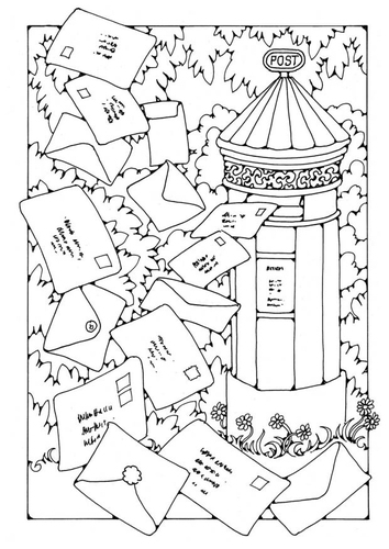 Dibujo para colorear buzón de correo