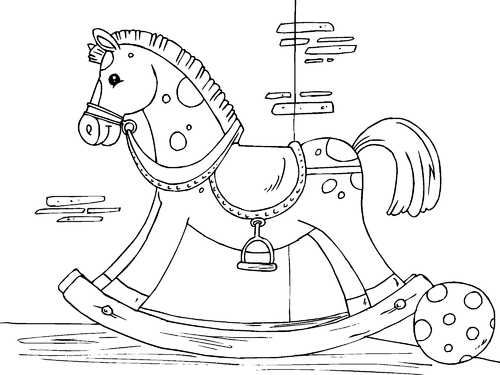 Dibujo para colorear caballo balancín