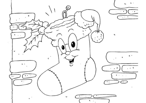 Dibujo para colorear calcetín de Navidad