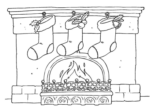 Dibujo para colorear calcetines de Navidad