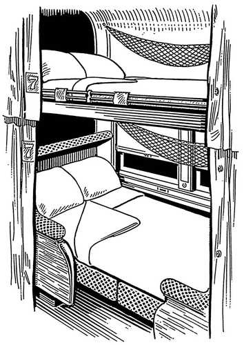 Dibujo para colorear camarote en barco