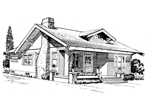 Dibujo para colorear casa - bungalow