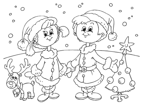 Dibujo para colorear celebrar la Navidad