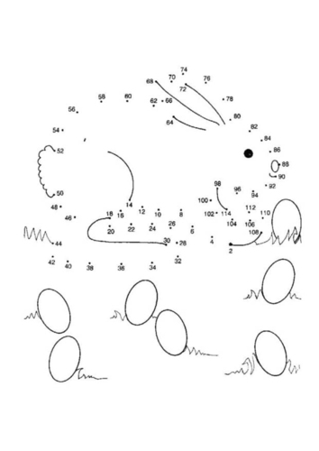 Dibujo para colorear Conejo - contar de 2 en 2