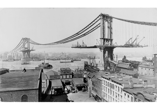 Construcción del puente de Manhattan