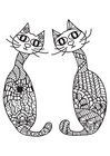 Dibujos para colorear 2 gatos