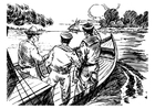 Dibujos para colorear 3 hombres en un barco