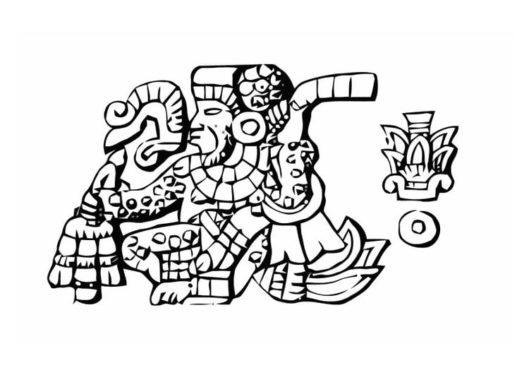 Dibujo para colorear aztecas - tumba