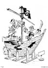 Dibujos para colorear Barco de piratas, piratas