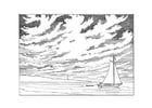 Dibujos para colorear barco velero llegando a la costa