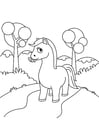 Dibujos para colorear caballo en el bosque