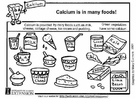 Dibujos para colorear Calcio en nuestra alimentación