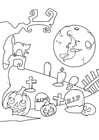 Dibujos para colorear cementerio de halloween
