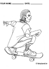 Dibujos para colorear Chico patinador de monopatín
