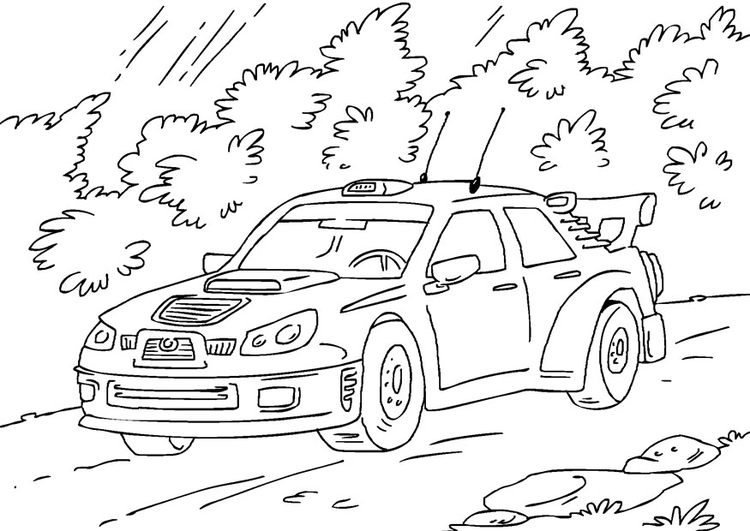 Dibujo para colorear coche de rally 