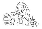 Dibujos para colorear Conejito de pascua con pollito