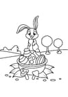 Dibujos para colorear Conejito de Pascua en canasta de Pascua