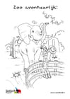 Dibujos para colorear elefante en el zoo