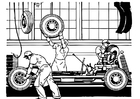 Dibujos para colorear fabrica de automóviles antigua