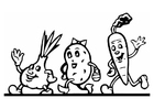 Dibujos para colorear Fiesta de verduras