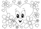 Dibujos para colorear flores - San Valentín 