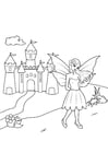 Dibujos para colorear hada en el castillo