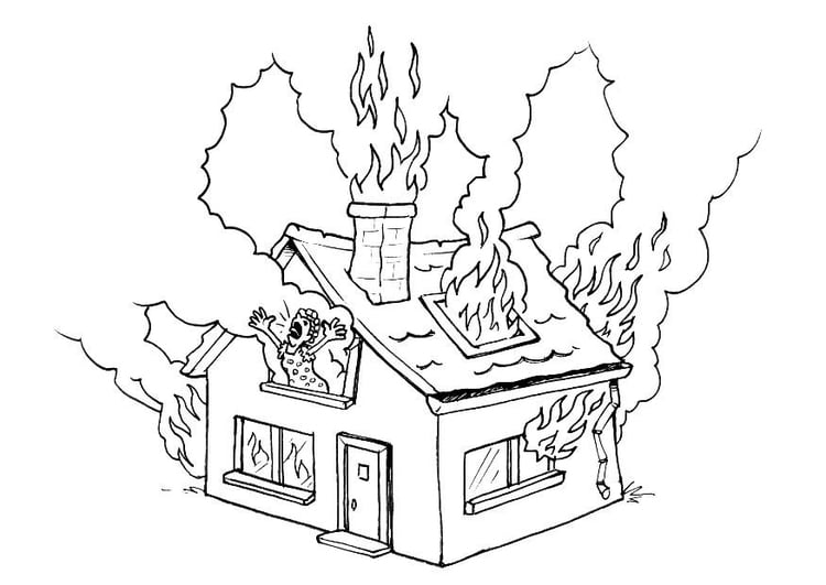 Dibujo para colorear Incendio en una casa