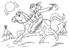 Dibujos para colorear indio a caballo