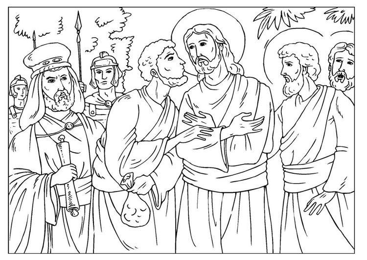 Dibujo para colorear la traiciÃ³n de Judas