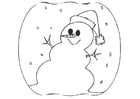 Dibujos para colorear muñeco de nieve con gorro de navidad