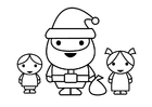 Dibujos para colorear Papá Noel con niños 