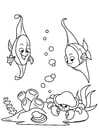 Dibujos para colorear pescado en el mar con cangrejo