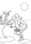 Dibujos para colorear Recoger huevos de pascua