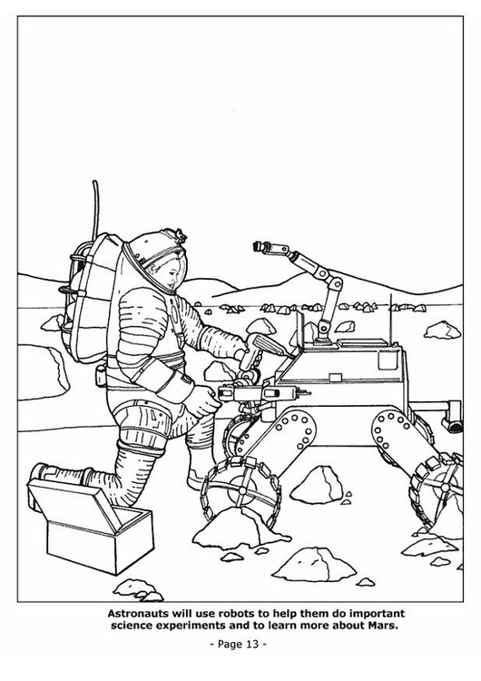 Dibujo para colorear Robots ayudando a los astronautas