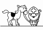 Dibujos para colorear San Nicolás con caballo