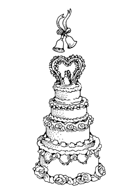 Dibujo para colorear tarta de boda