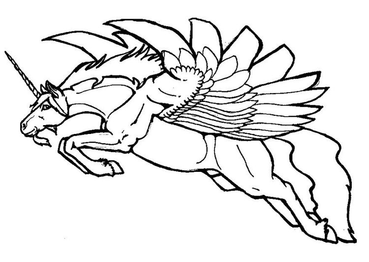 Dibujo para colorear Unicornio volador