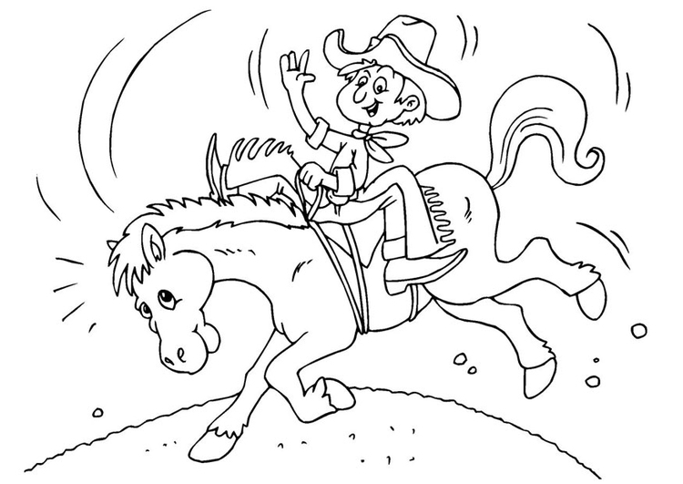 Dibujo para colorear vaquero a caballo