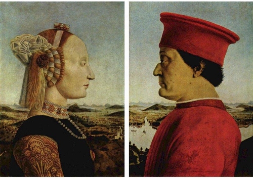 Féderico da Montefeltro y su esposa Battista Sforza