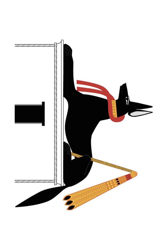 Anubis en postura de defensa