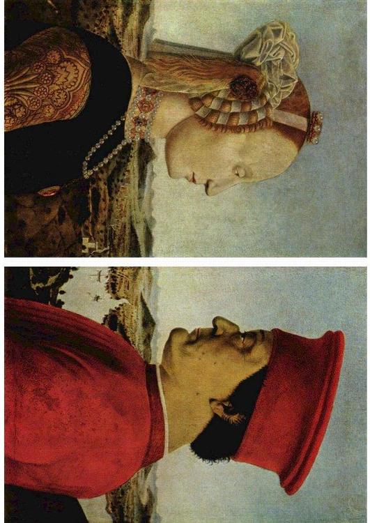 Féderico da Montefeltro y su esposa Battista Sforza