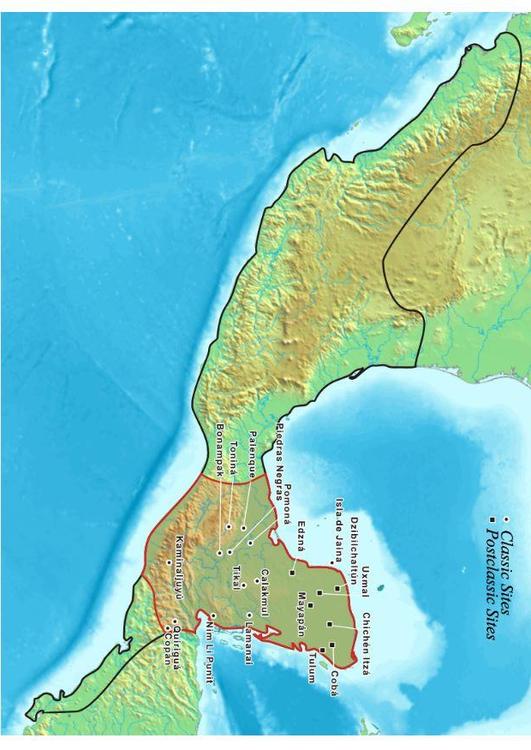 Mapa de la civilización maya